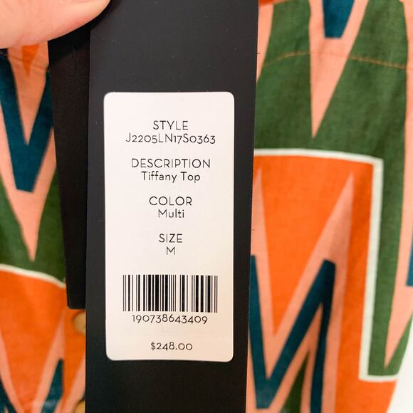 NWT VERONICA BEARD Tiffany Top multicolored buttoned crop top linen cotton 3038 - Picture 6 of 10